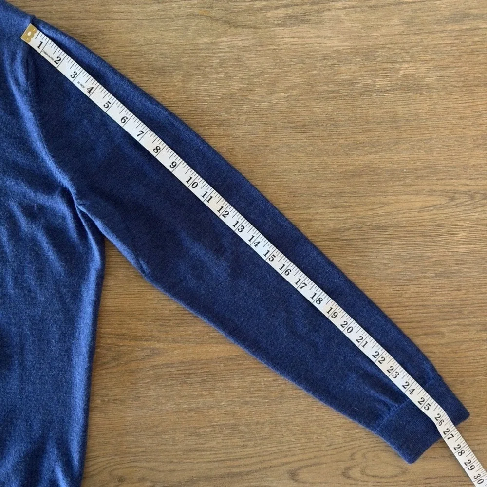 Nordstrom 100% Washable Merino‎ Wool 1/4 Zip Sweater-Blue-Contrast Neck-Size XL